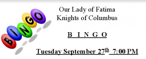 Knights of Columbus hosting Bingo in Benton on Sep 27th