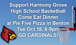 Pizza Fundraiser Tonight for Harmony Grove HS Basketball
