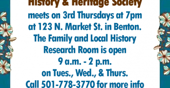 The Saline County History & Heritage Society Meets Oct 20th