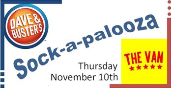 Donate at Sock-a-palooza Nov 10 and Get Freebies from Dave & Buster's