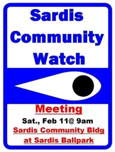 Sardis Residents Are Invited to a Community Watch Meeting Saturday Morning