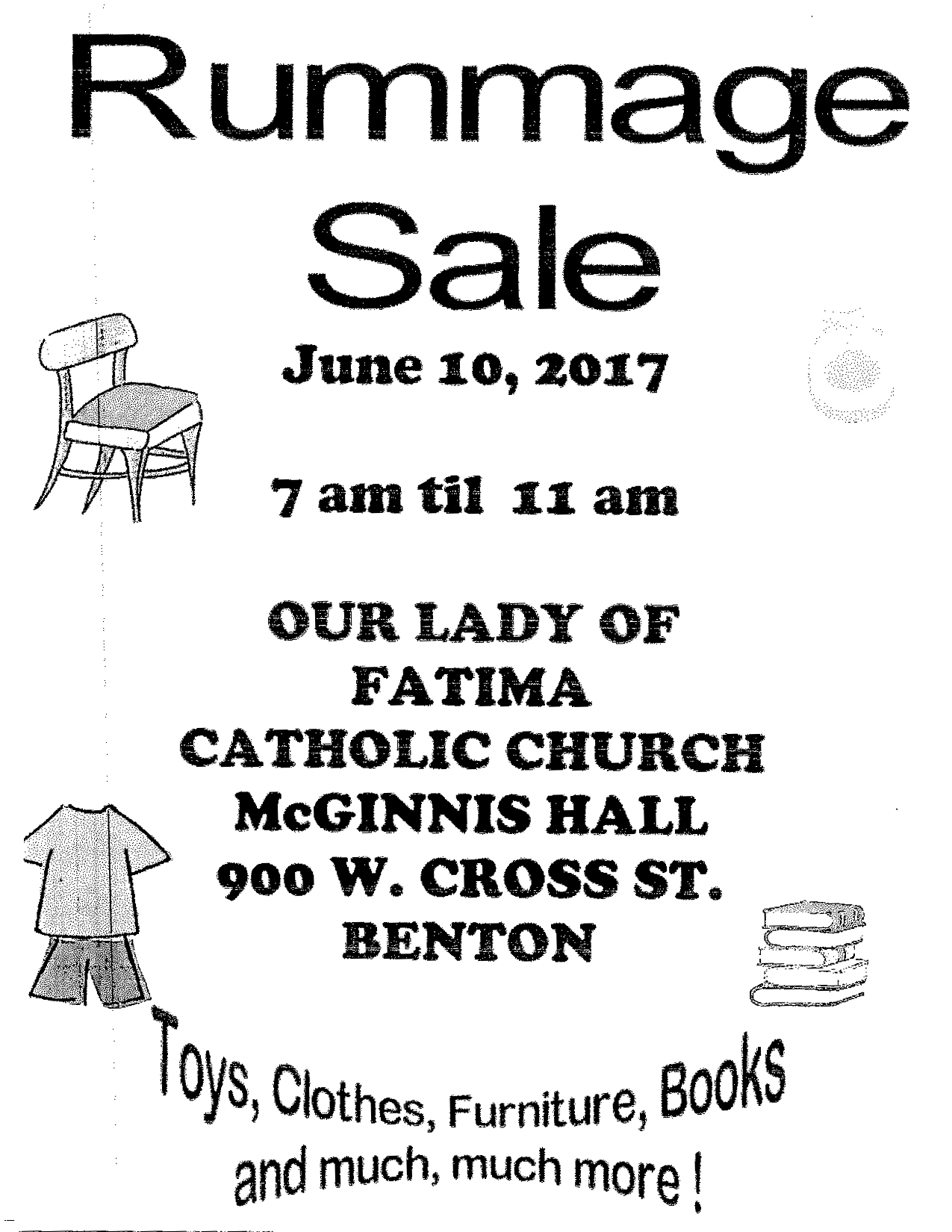 Our Lady of Fatima to Host Rummage Sale June 10th