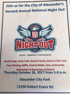 City of Alexander to Host National Night Out on Oct 26th