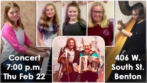 Public Invited to Free Concert in Benton Feb 22, Featuring Professional Accordionist, Violinist and Student Musicians