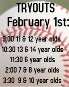 Registration is open for Bryant Baseball until Noon Feb 1st