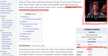 Someone's  had fun with Bryant High School's Wikipedia page