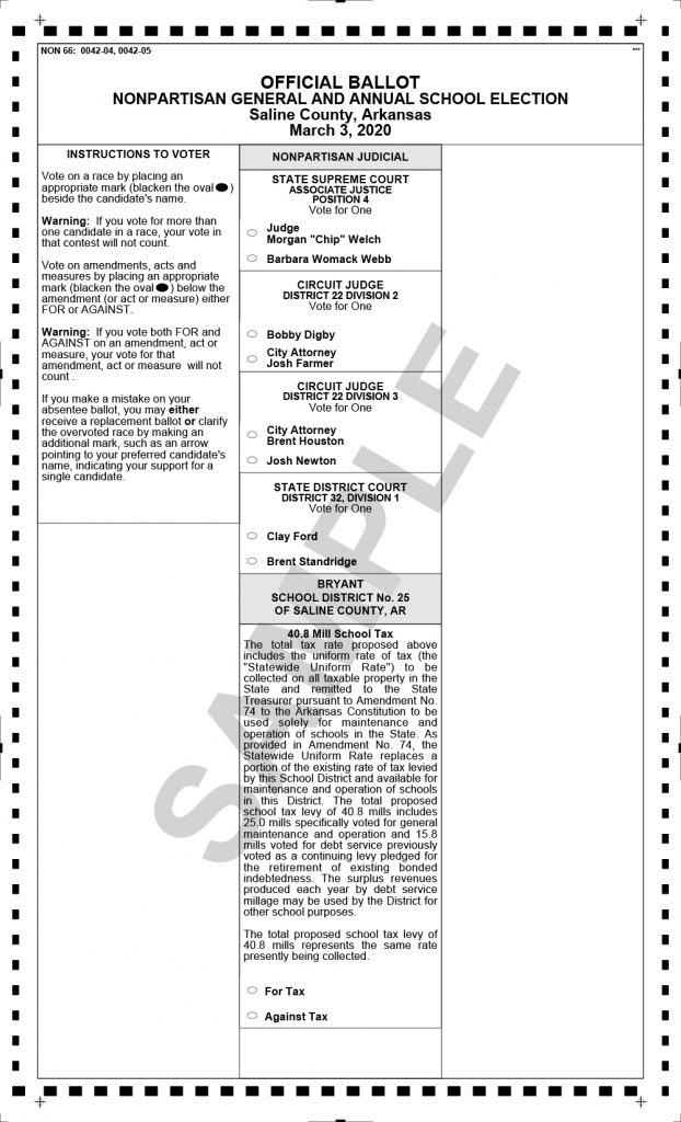 See all Independent Sample Ballots for March 3, 2020 Primary Election
