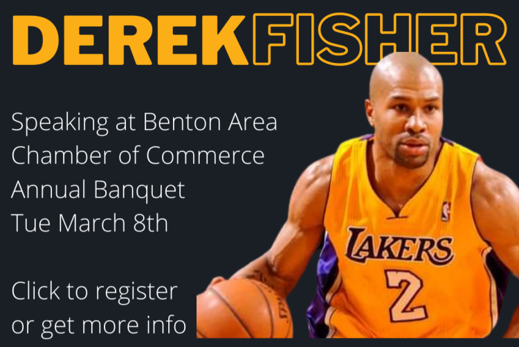 Derek Fisher speaking at Benton area Chamber of commerce annual Banquet Tuesday March 8th, 2022