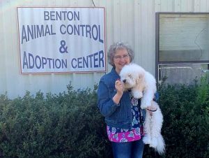Cheryl Farmer was the first to purchase a lifetime license for her dog Bruno.