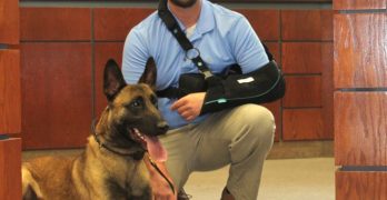K9 Nino is pictured with his handler Officer Chase Collins.