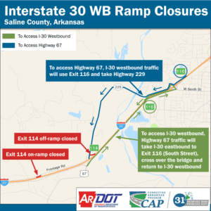 ARDOT to shift lanes on Interstate 30 on March 8th