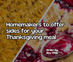 Extension Homemakers to offer side items for your Thanksgiving meal; Order by Nov 14th