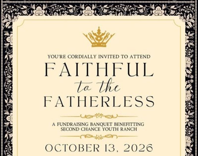Second Chance Youth Ranch to host 'Faithful to the Fatherless' banquet Oct. 13