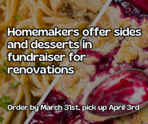 Extension Homemakers to offer sides and desserts in fundraiser; Order by Mar 31st