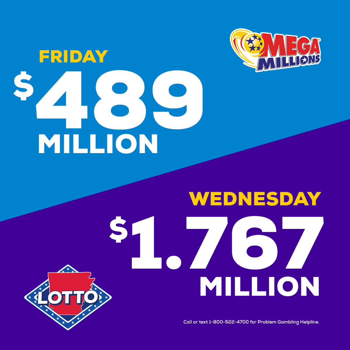 Tonight’s LOTTO Jackpot Jumps to $1.767 Million; Mega Millions Jackpot Soars to $489 Million
