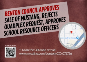Benton Council approves sale of Mustang, rejects quadplex request, approves school resource officers