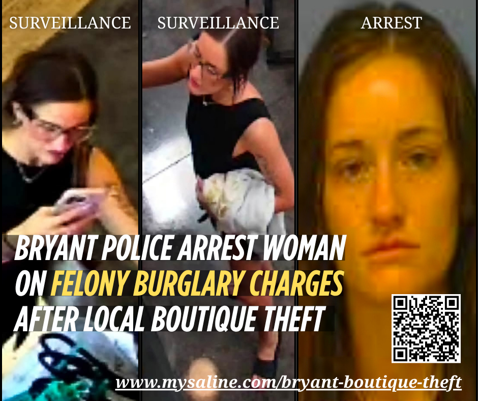 Bryant police arrest woman on felony burglary charges after local boutique theft