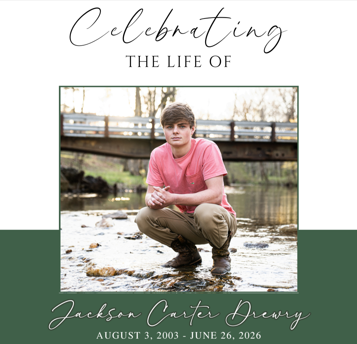 Obituary: Jackson Carter Drewry, age 22, of Benton, Arkansas