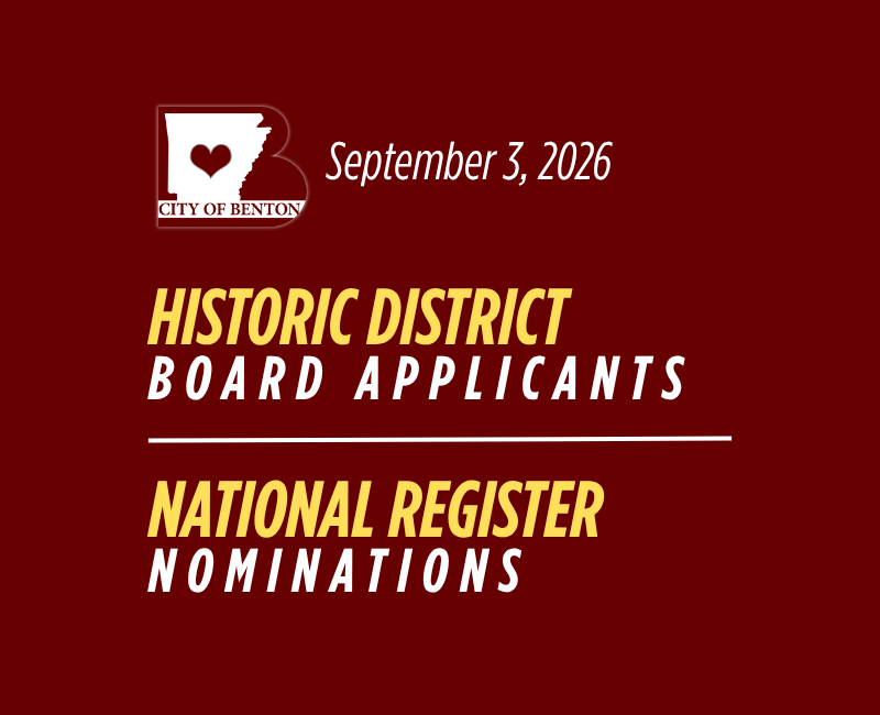 Benton to interview Historic District board applicants, discuss National Register nominations; Meeting Sept 3