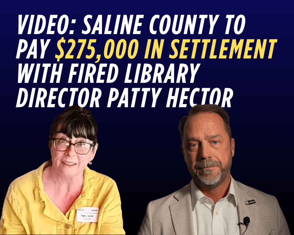 VIDEO: Saline County to pay $275,000 in settlement with fired library director Patty Hector